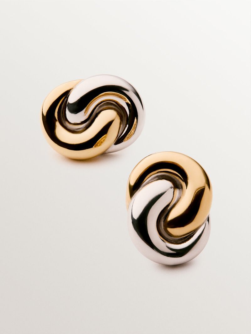 925 silver earrings plated in rhodium and 18K yellow gold image number 4