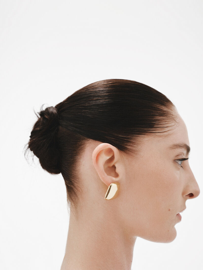 Square 18K yellow gold plated 925 silver earrings with polished effect image number 3