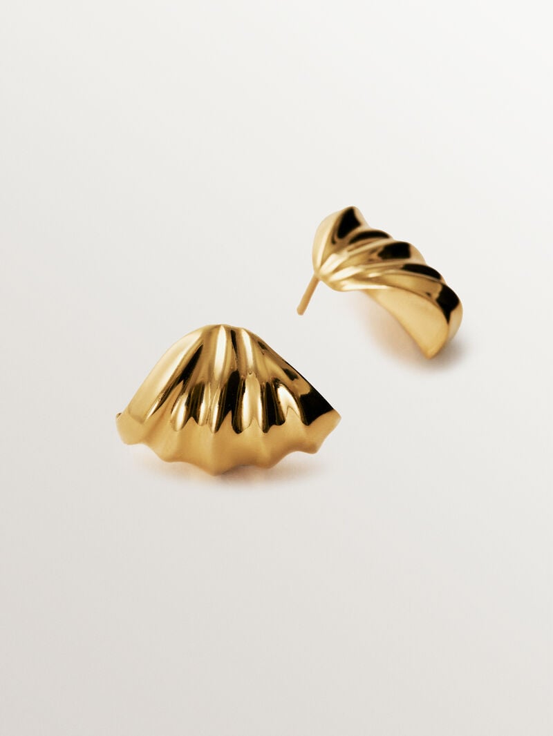 18K yellow gold plated 925 silver earrings with texture image number 4