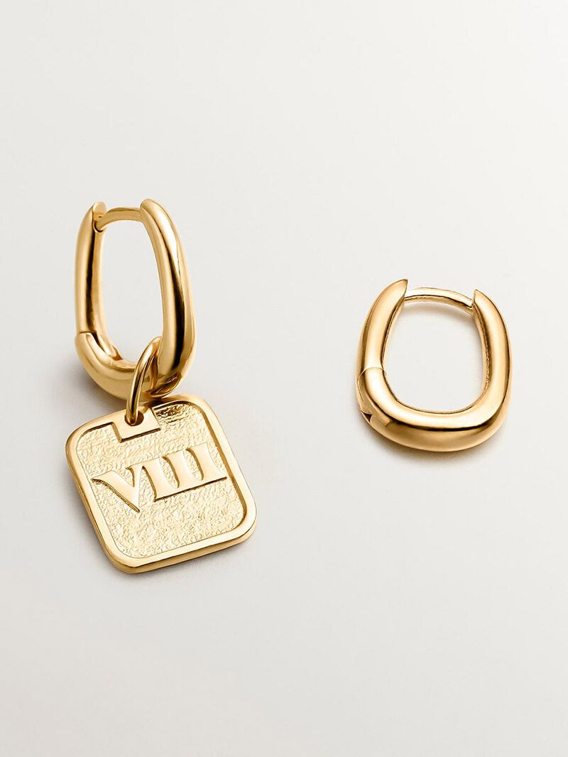 925 thick silver ring earrings in 18k yellow gold image number 3