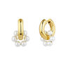 Gold plated silver pearl motif hoop earrings, J04731-02-WP