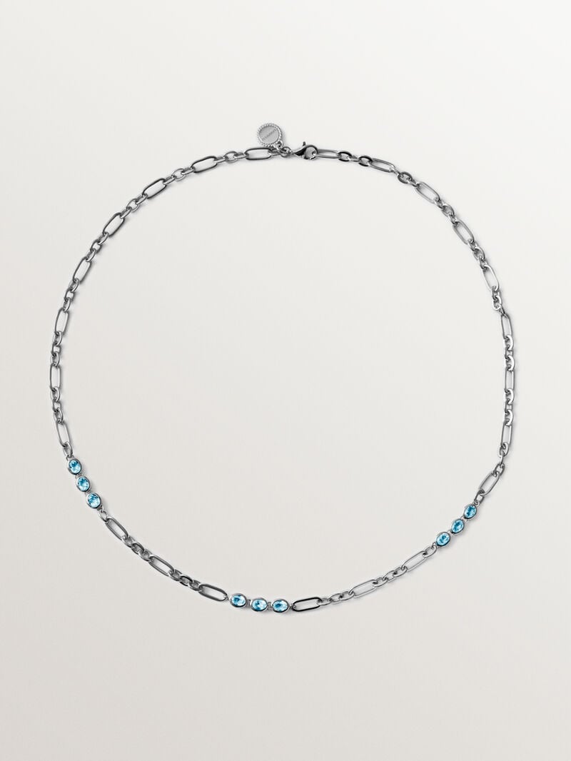 925 silver necklace with sky blue topazes image number 0