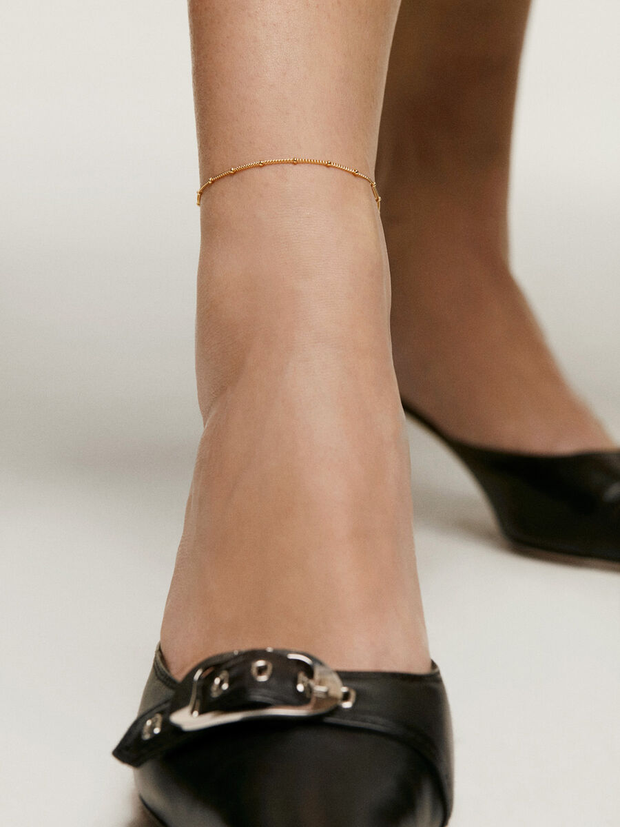 Ball ankle bracelet in gold-plated silver, J05107-02, hi-res