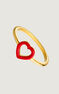 Heart ring in 18k yellow gold-plated silver with red enamel, J05154-02-ROJENA