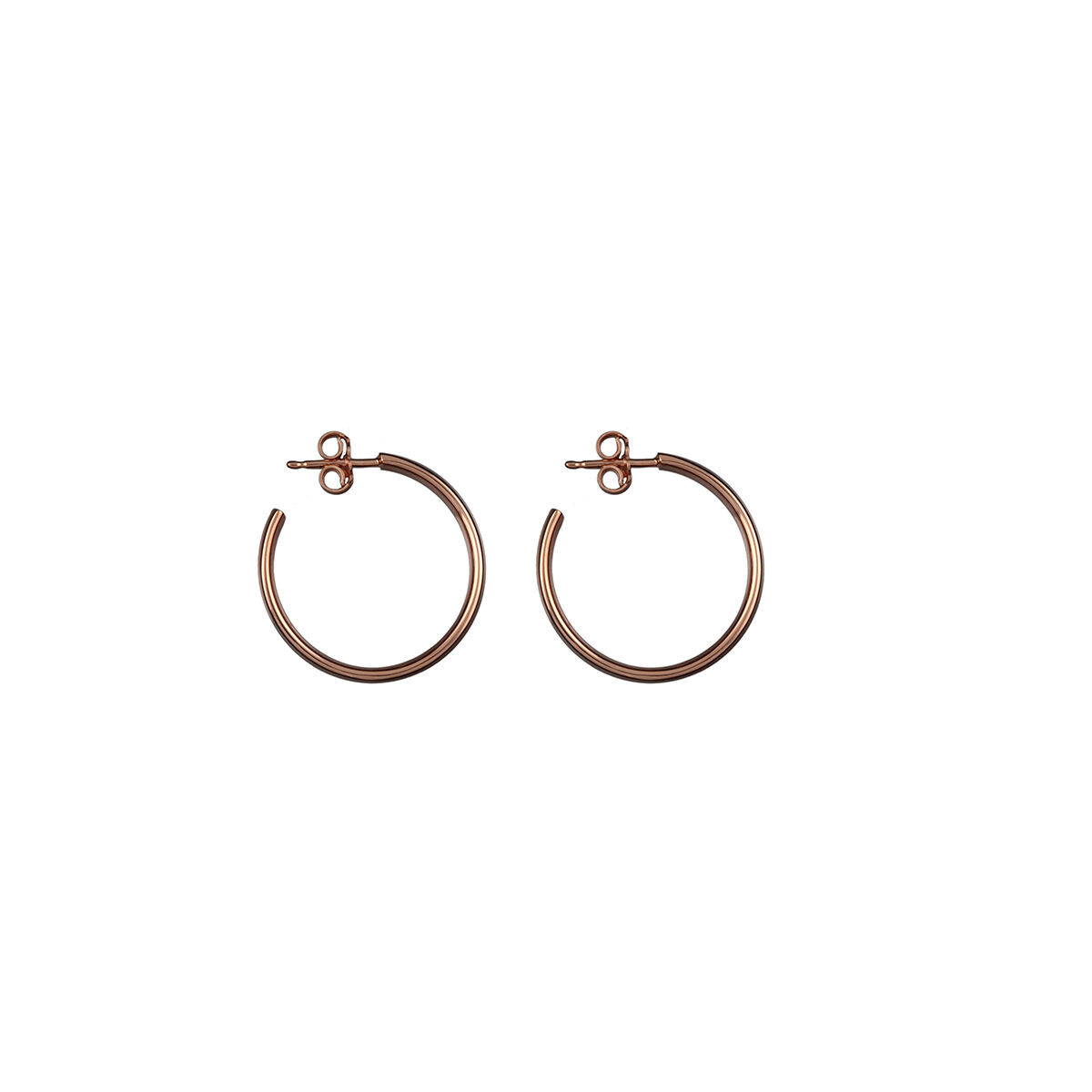 Medium rose gold plated smooth hoop earrings , J01587-03, hi-res