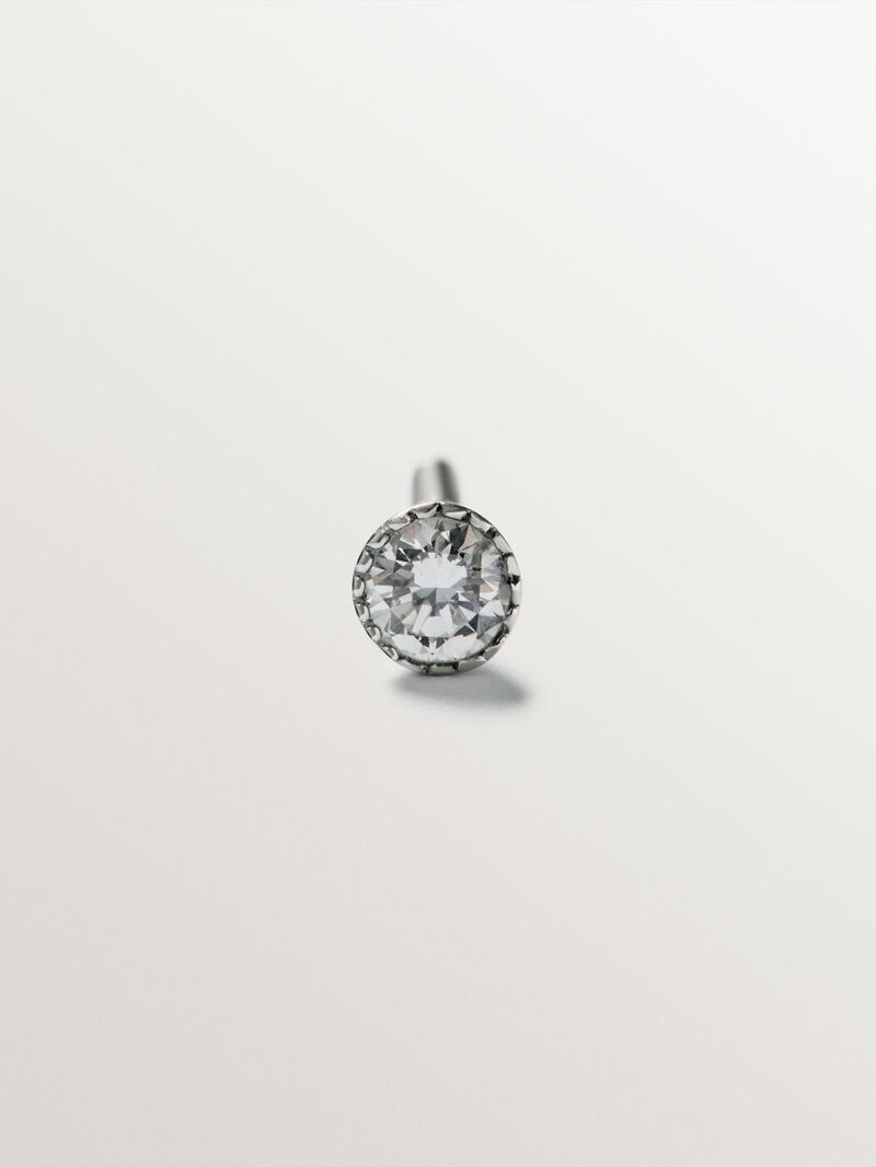 18K white gold single earring with diamond image number 2