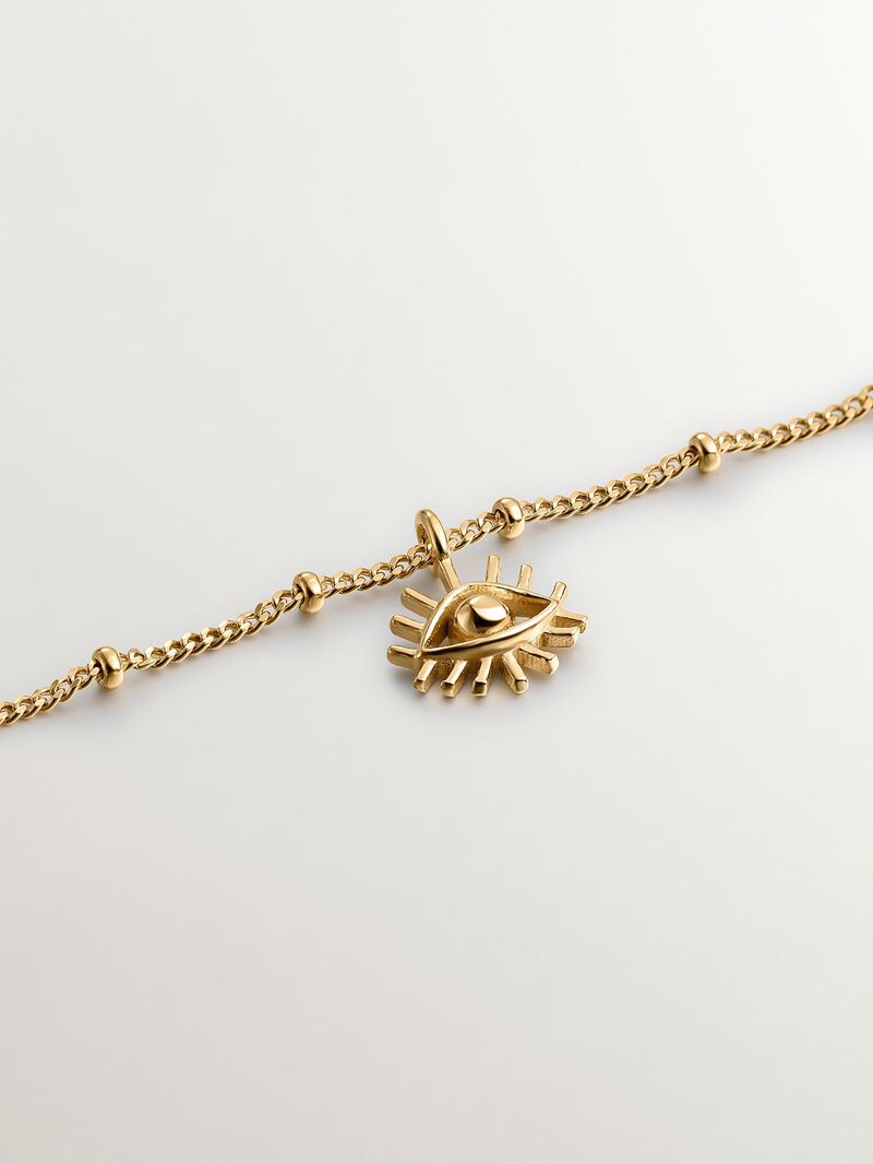 18K yellow gold plated 925 silver bracelet with mushroom, cross, eye, shell, and star motifs. image number 2
