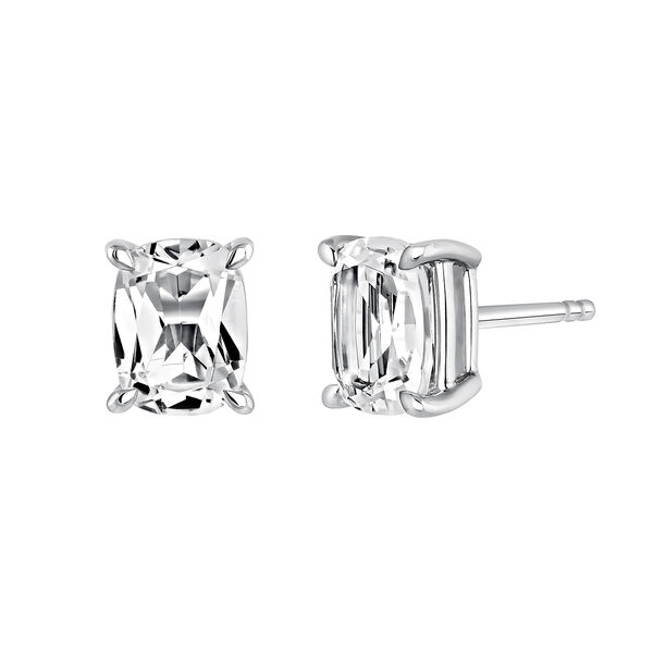 Rectangular silver earrings with topaz , J03761-01-WT,hi-res