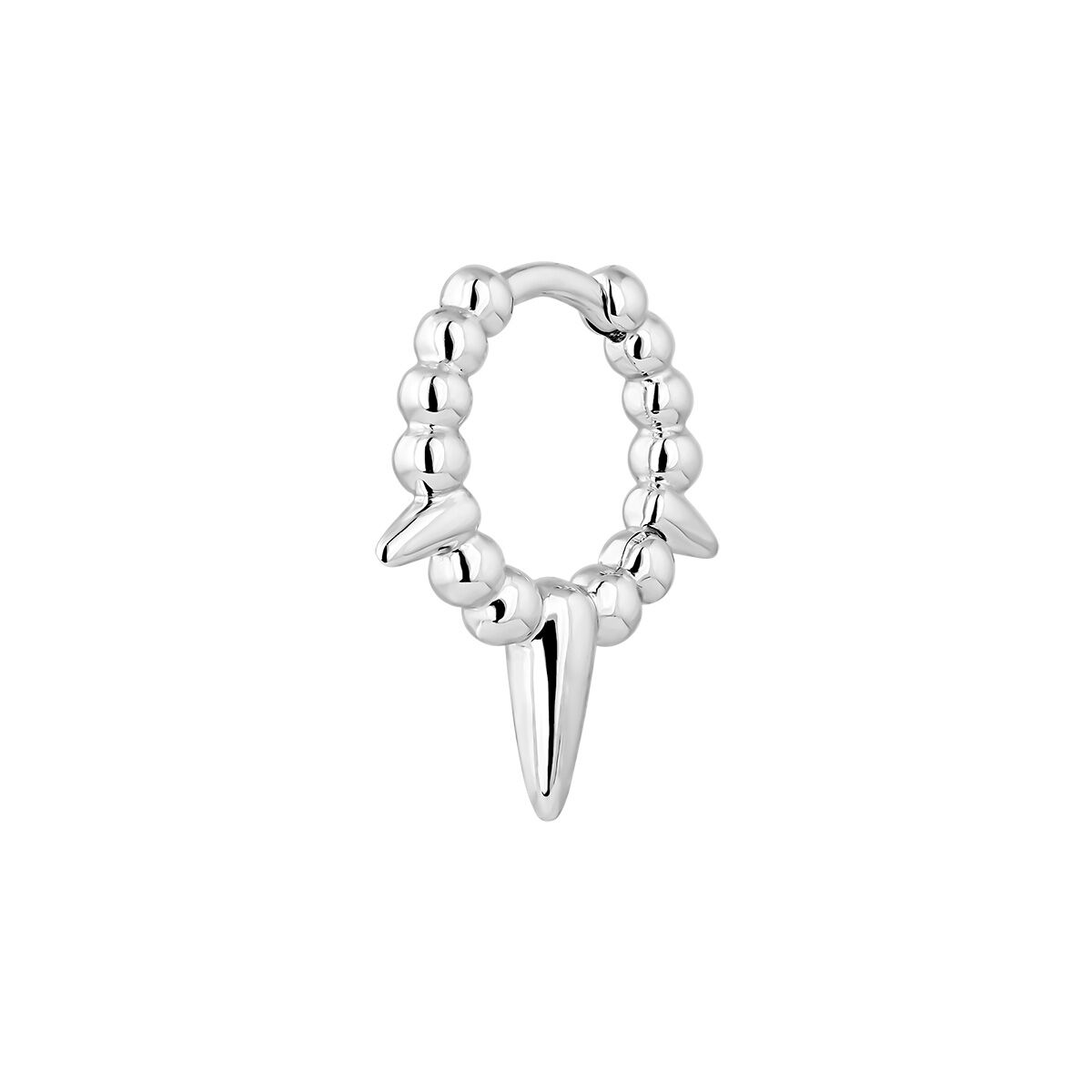 Ball hoop piercing in 9k white gold with spikes, J05169-01-H, hi-res