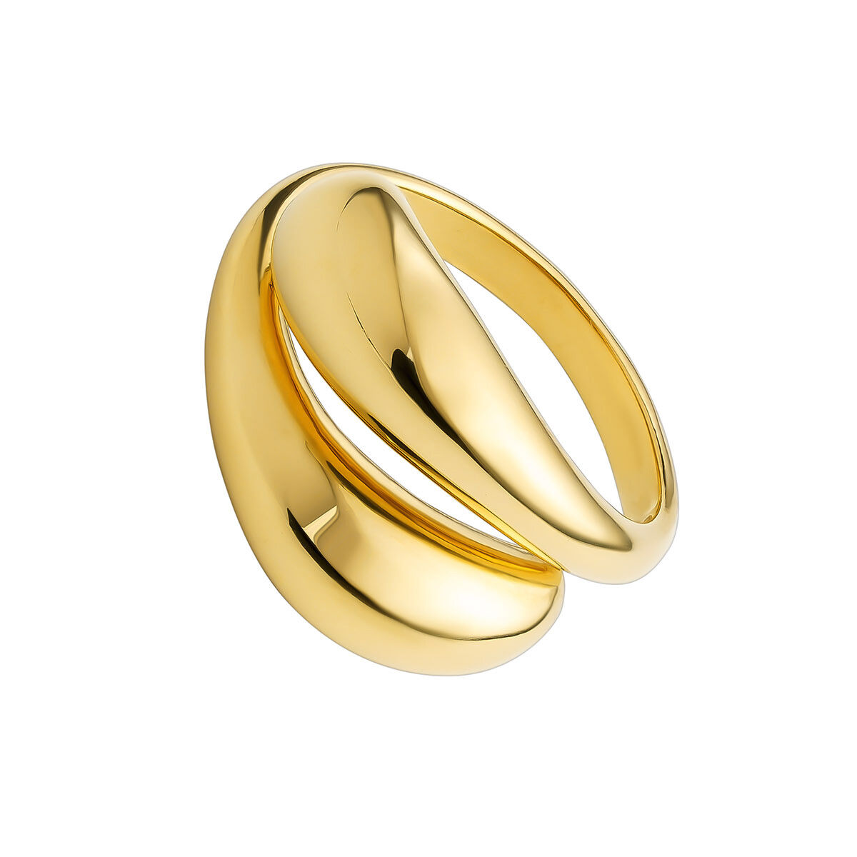 Convex spiral 18kt yellow gold-plated silver ring, J05223-02, mainproduct