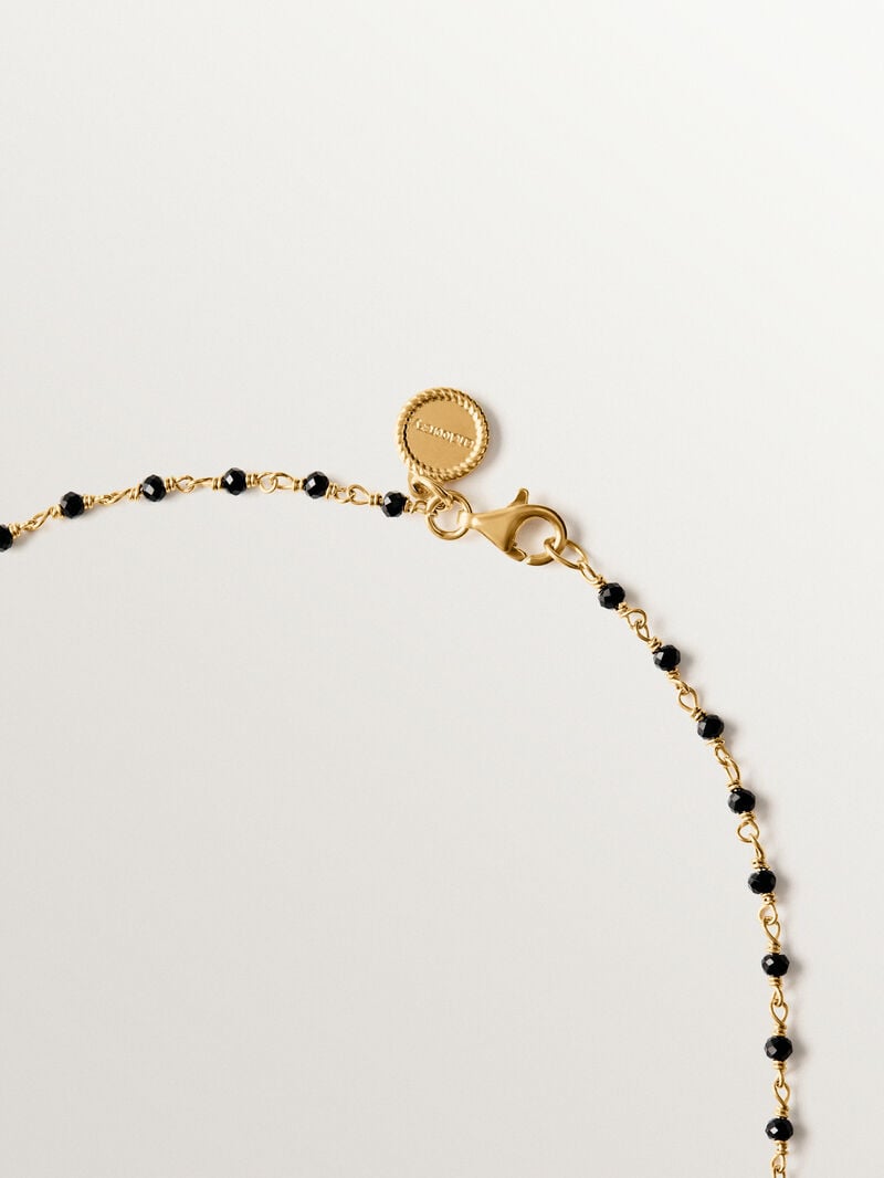925 silver chain plated in 18K yellow gold with black spinels image number 4