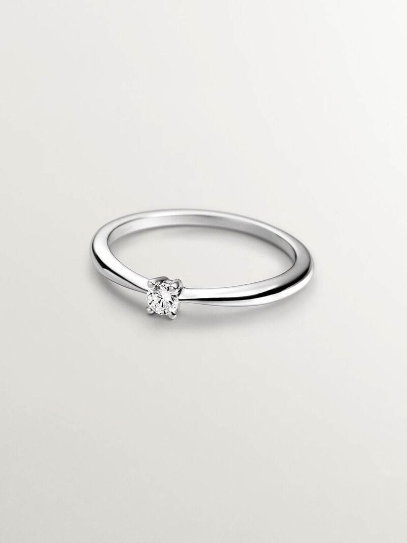 18K white gold ring with brilliant cut diamonds image number 2