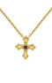 Collar cruz pequeña espinelas plata recubierta oro , J04230-02-BSN