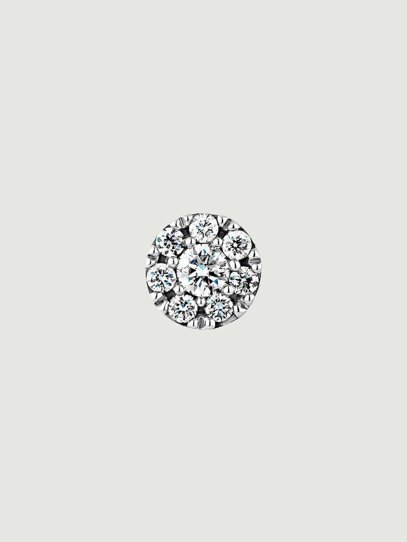 Individual 18K white gold earring with diamond rosette image number 2