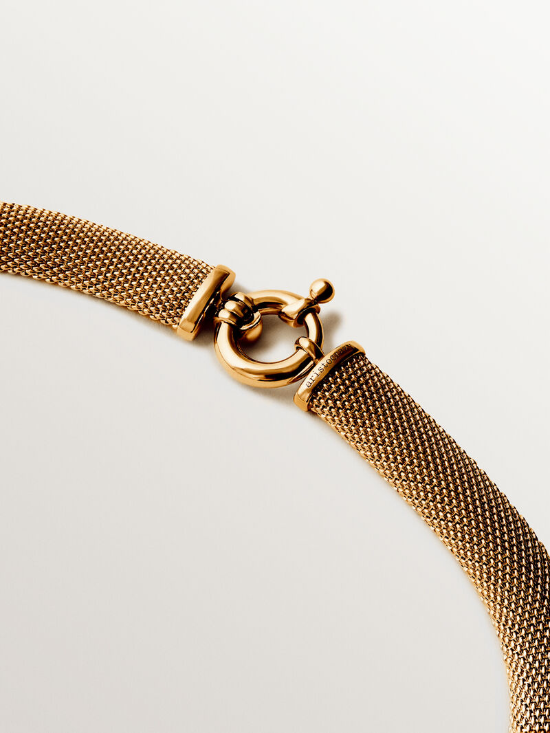 Rigid 18K yellow gold plated 925 silver pendant with mesh image number 2