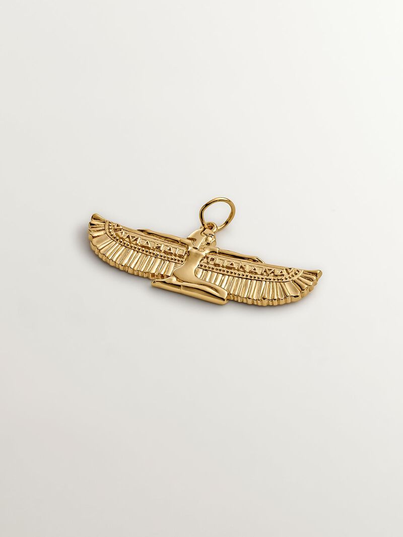 925 silver charm coated in 18K yellow gold with winged goddess image number 0