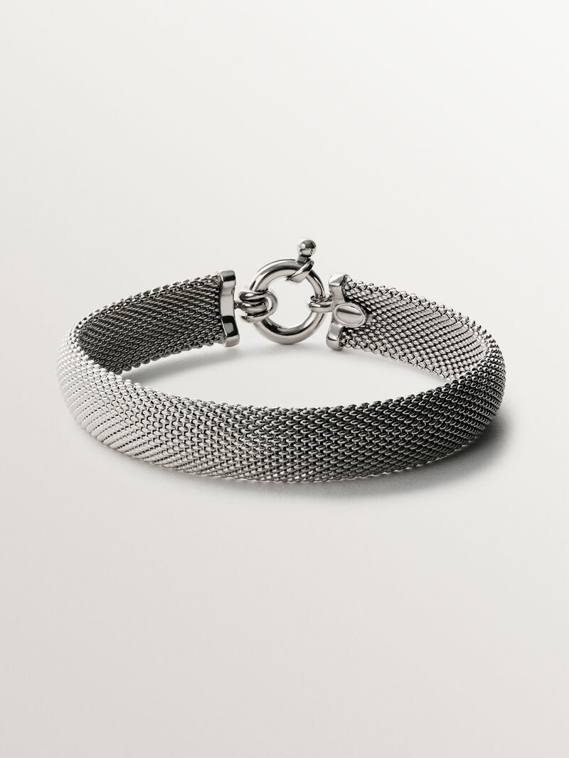 Rigid 925 silver bracelet with mesh image number 0