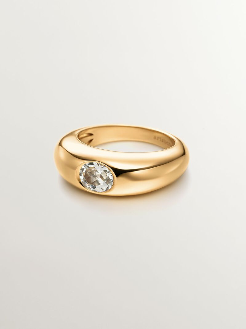 18K yellow gold plated 925 silver ring with green quartz image number 2