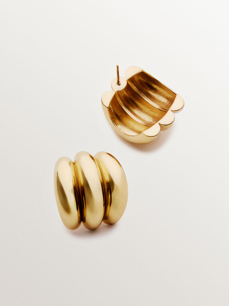 18K yellow gold plated 925 silver triple hoop earrings image number 4