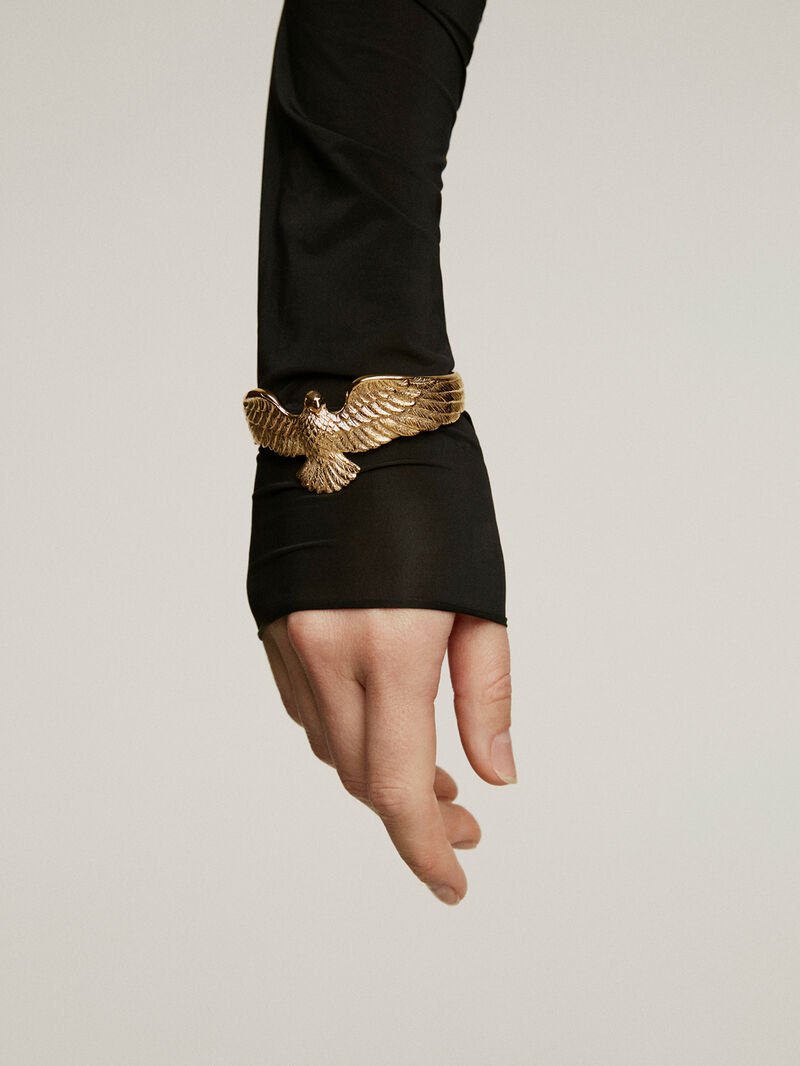 925 Silver bracelet dipped in 18K yellow gold with an eagle shape. image number 1