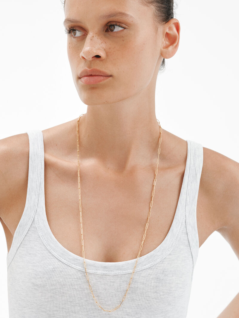 80 cm rectangular link chain made of 925 silver plated with 18K gold image number 1