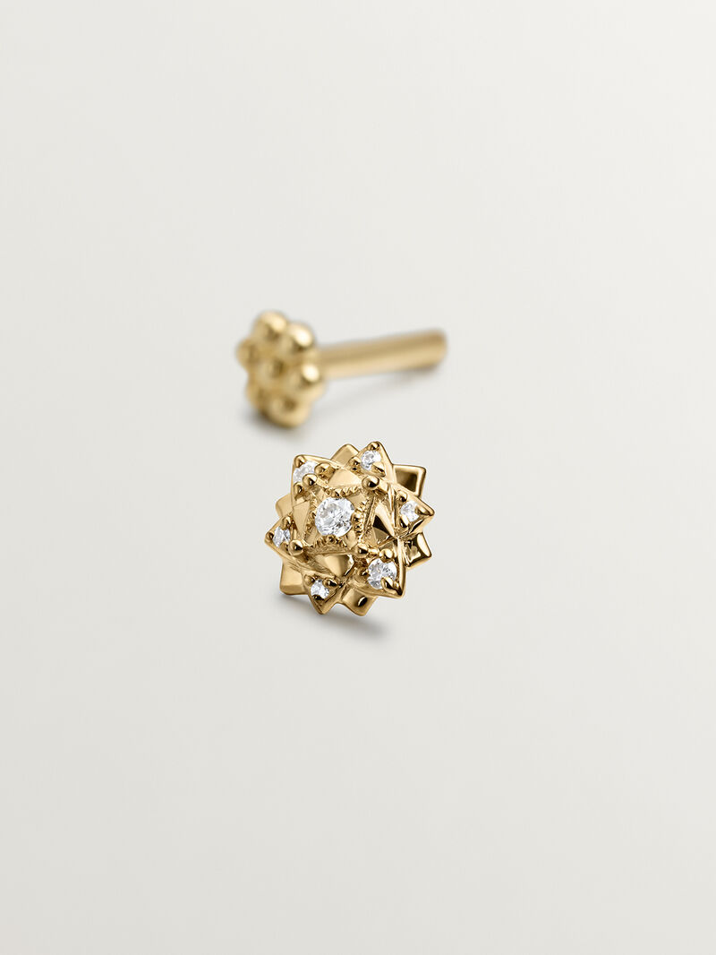 18K Yellow Gold Piercing with Diamonds and Flower Shape image number 4