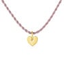 Pendentif collier coeur fil de soie argent plaqué or , J04847-02
