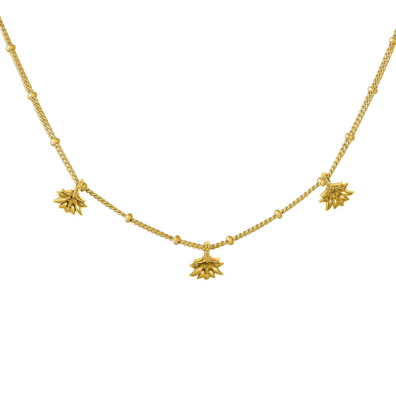 Collar motivos colgantes flor loto plata recubierta oro , J04590-02, mainproduct