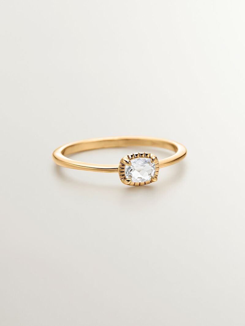 925 Silver ring bathed in 18K yellow gold with white topaz. image number 2