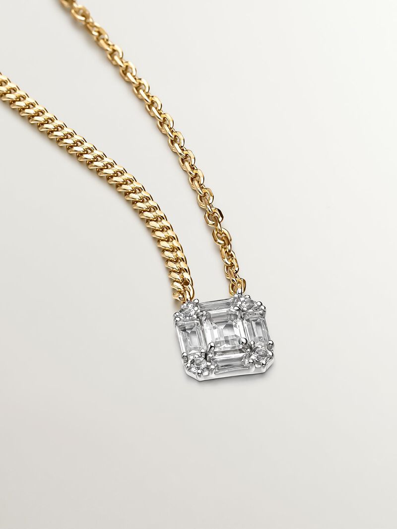 925 Silver necklace plated in 18K yellow gold with white topazes image number 2