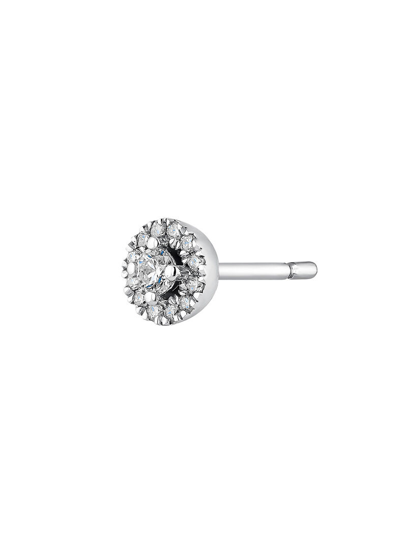 Individual 18K white gold earring with a 0.1 cts diamond rosette. image number 2