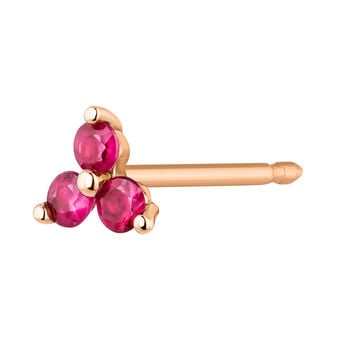 Medium rose gold clover ruby earring , J04348-03-RU-H, mainproduct