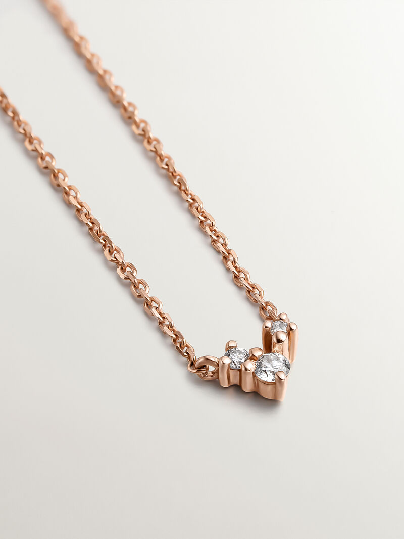 9K Rose Gold Triple Diamond Pendant image number 2
