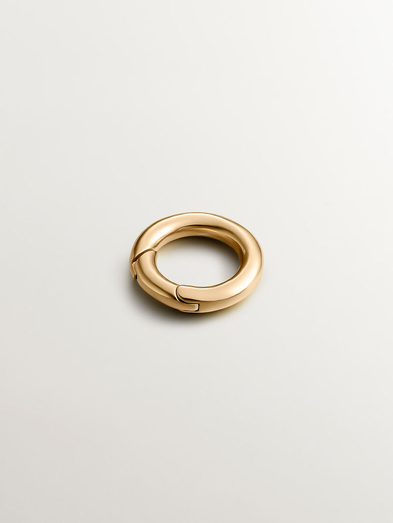Round 925 silver carabiner coated in 18K yellow gold. image number 0