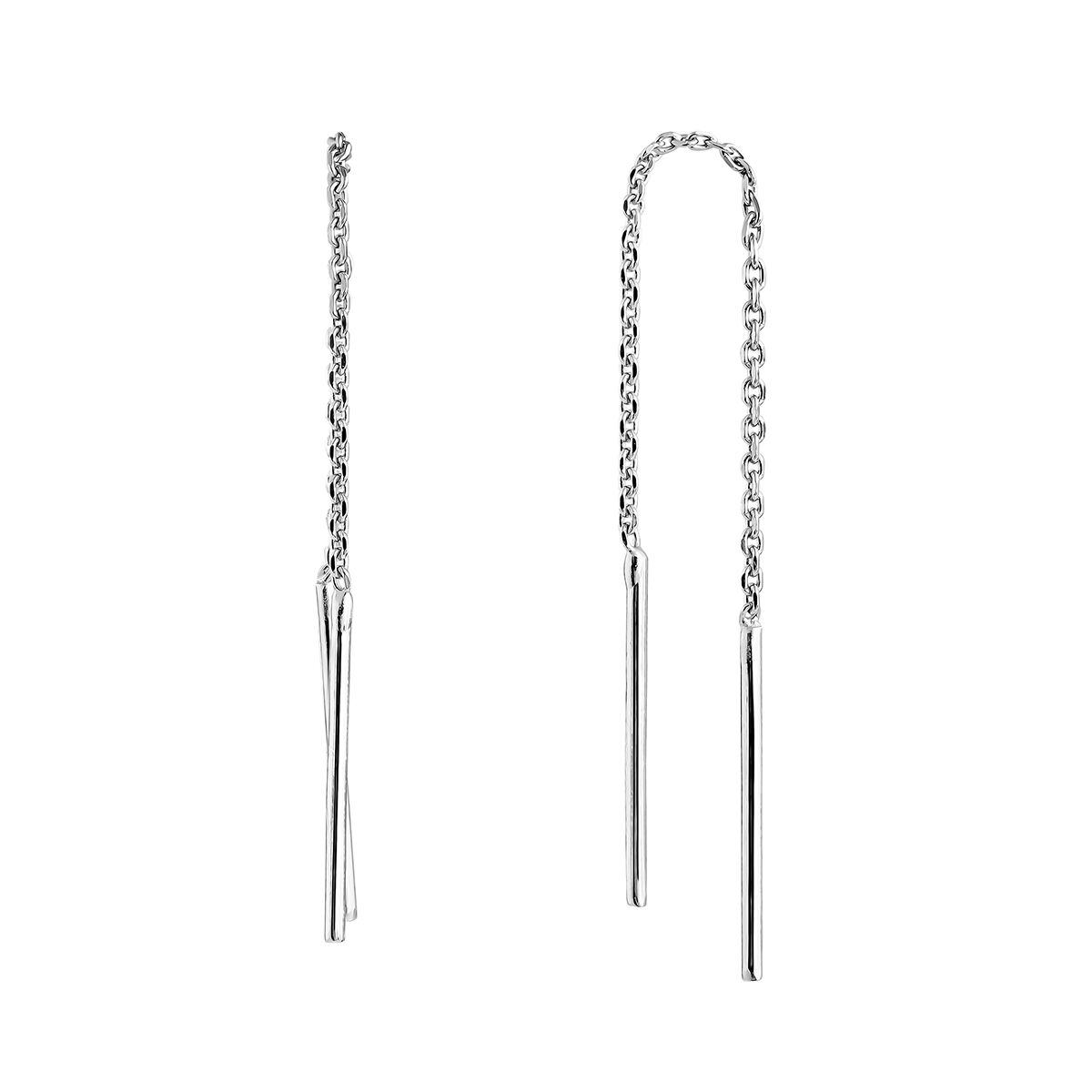 Simple silver pendant earrings , J04640-01, hi-res