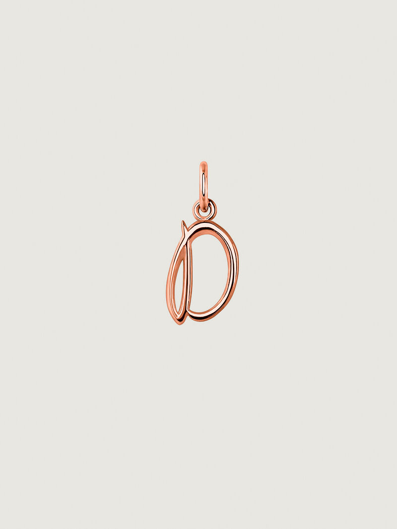 18K Rose Gold Plated 925 Silver Charm with Initial D image number 0