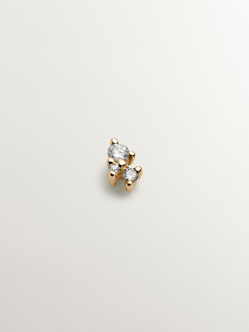 Individual 9K yellow gold earring with diamonds. image number 4