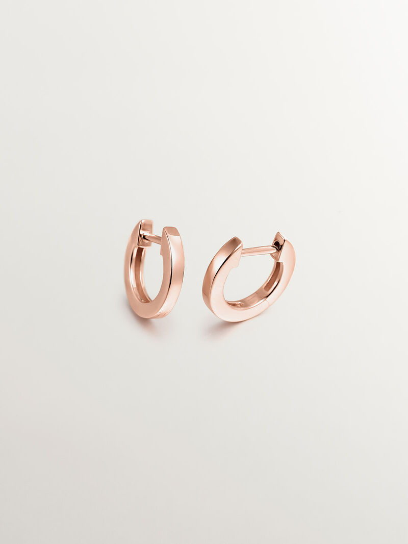 Small 925 silver hoop earrings bathed in 18K rose gold image number 0