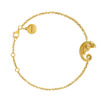 Bracelet en argent plaqué or jaune 18 K avec un caméléon, J03870-02,hi-res