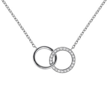 Silver topaz double circle necklace , J03667-01-WT, mainproduct