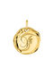 Gold-plated silver F initial medallion charm  , J04641-02-F