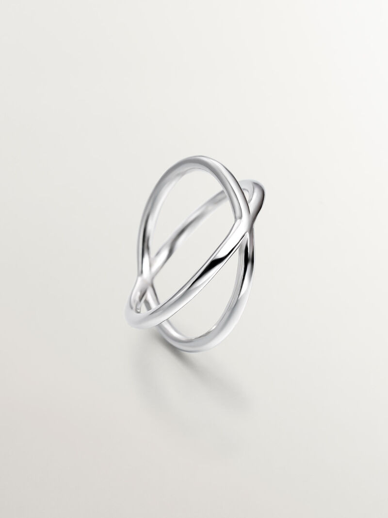 925 Silver Double Crossed Ring image number 4