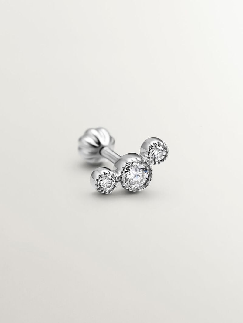 Single 9K white gold earring with 0.097 cts diamonds. image number 4