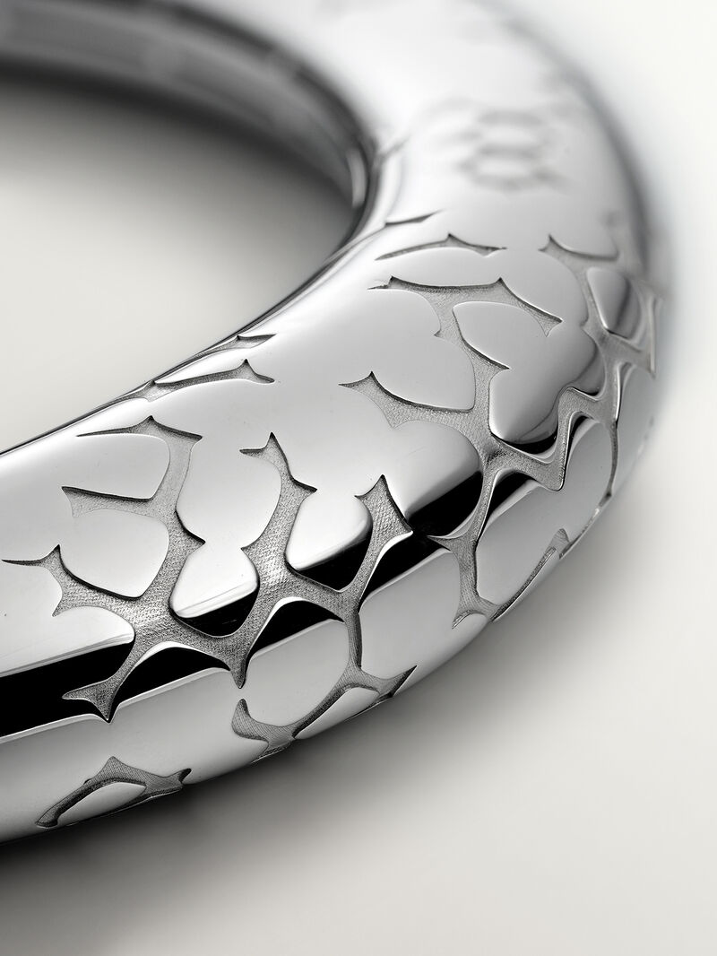 925 silver domed necklace with snake texture image number 4