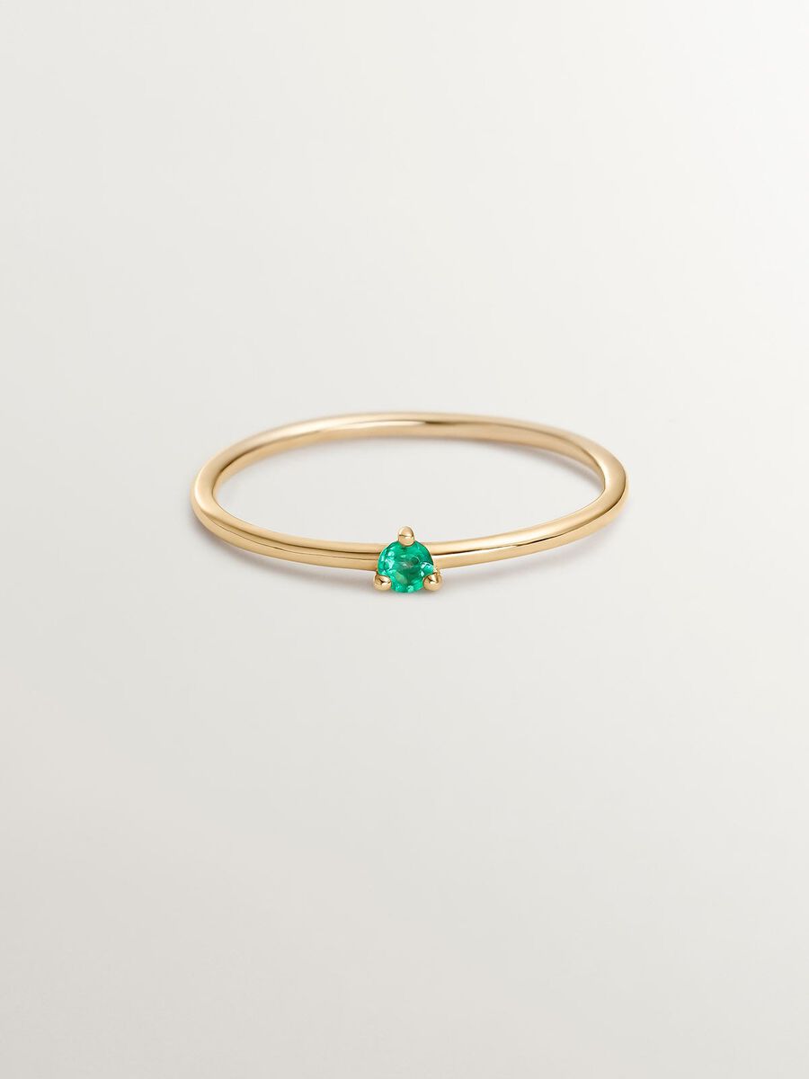 Anillo solitario esmeralda oro 9 kt, J04068-02-EM, hi-res