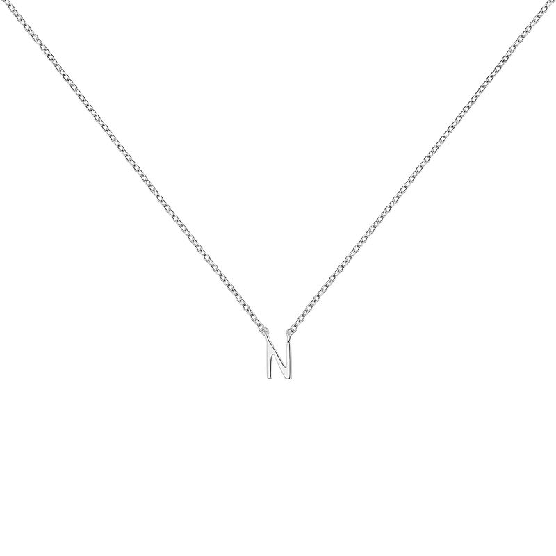 White gold Initial N necklace, J04382-01-N, hi-res