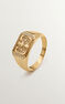 Tiger signet ring in 18k yellow gold with white topazes, J04833-02-WT