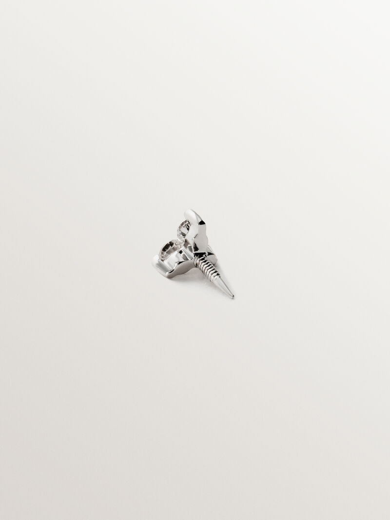 18k white gold piercing with diamond clover image number 2