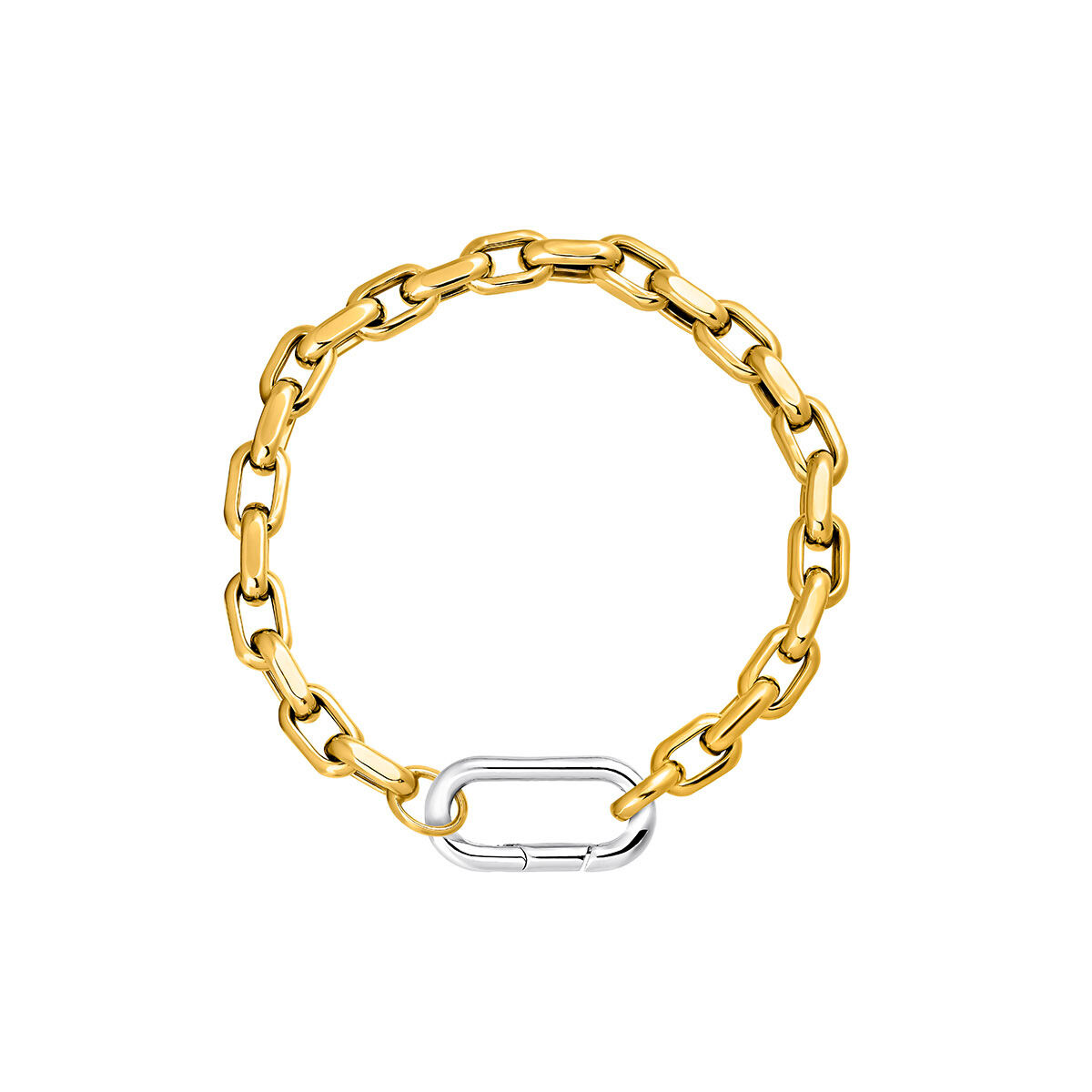 Cable link bracelet in 18k yellow gold-plated silver, J05336-02-17, hi-res