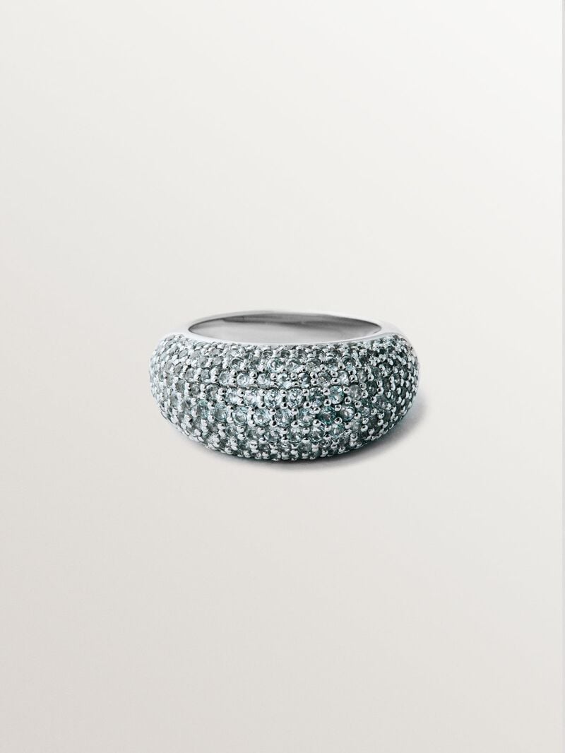 925 silver ring with sky blue topaz pave image number 2